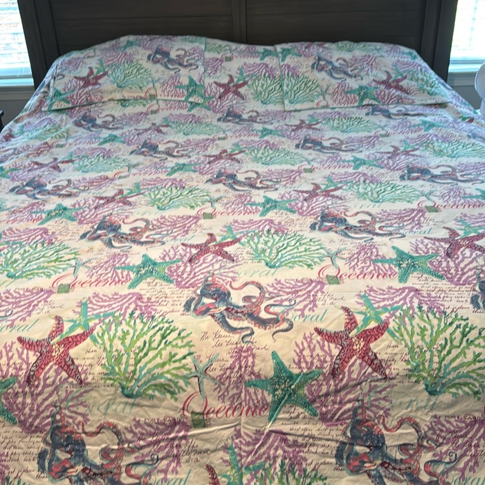 Queen costal duvet bed cover